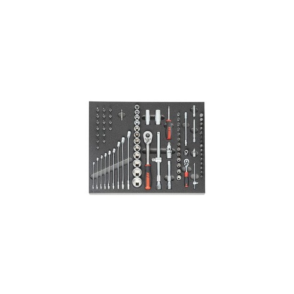 Socket set 1/4 inch and 1/2 inch in Heavy Duty Foam, 82 Pc